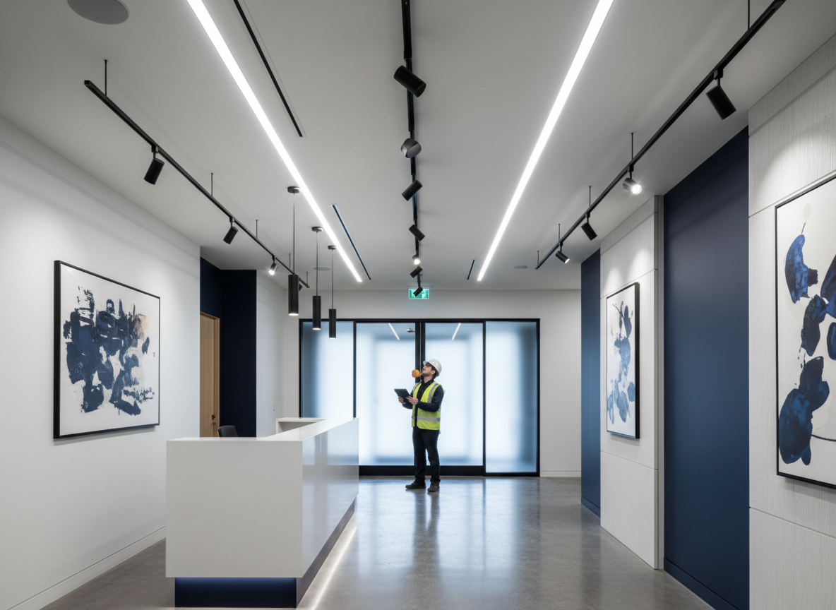 Modern commercial office lighting installation